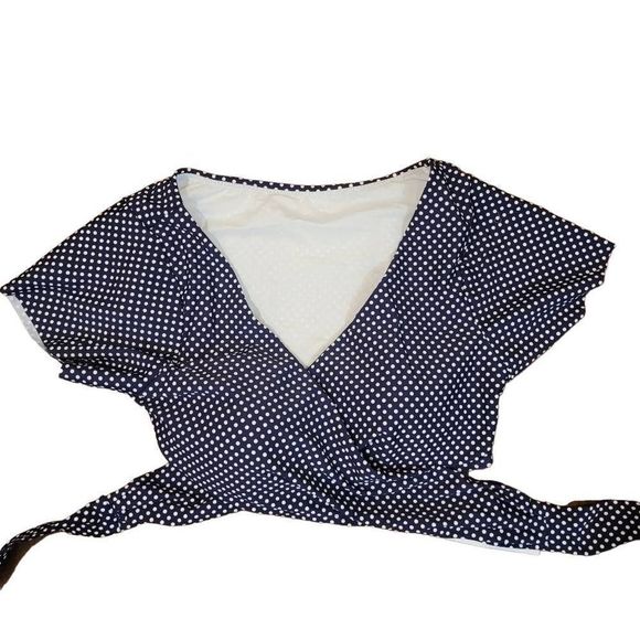 Meet Curve Women's Navy/White Polka-dot Nylon/Spandex Two Piece Swimsuit NEW - Picture 7 of 16